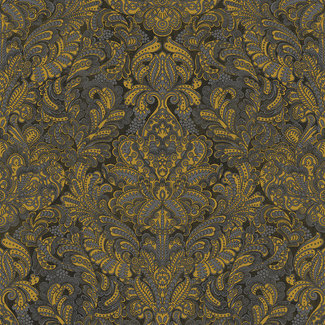 Dutch Wallcoverings Dutch Wallcoverings - FC Santiago medaillon zwart/oker - SA6082