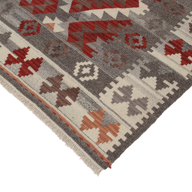 Dutch Living ABC Vloerkleed Kilim Zagros Rood/Grijs 230x160cm 22043