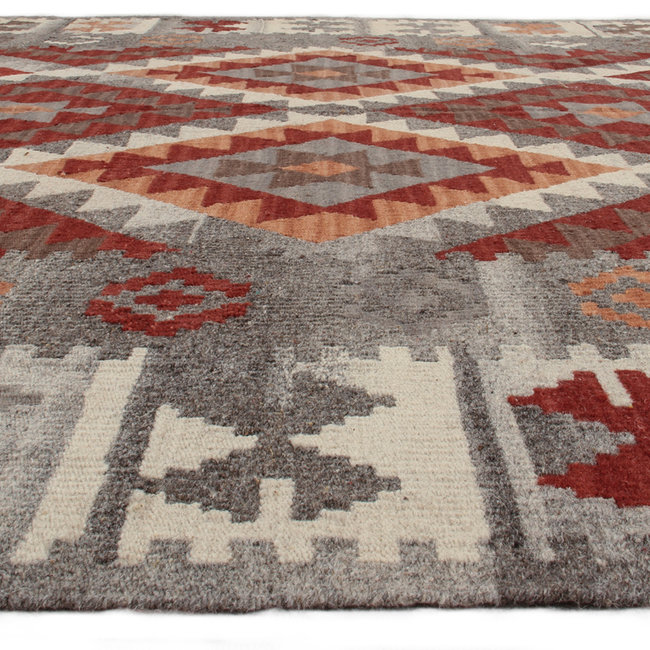 Dutch Living ABC Vloerkleed Kilim Zagros Rood/Grijs 230x160cm 22043