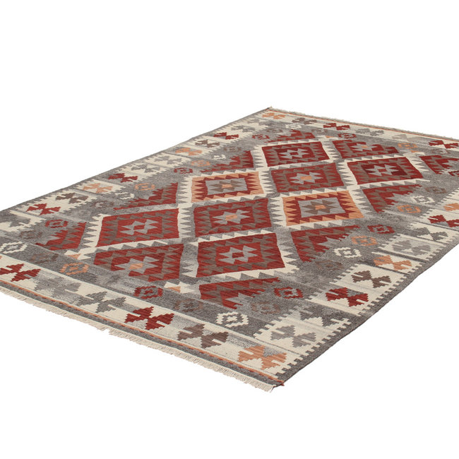 Dutch Living ABC Vloerkleed Kilim Zagros Rood/Grijs 230x160cm 22043