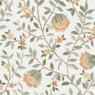 Dutch Wallcoverings Vliesbehang - Botanique- Tree Branch wit/oker - B199-04