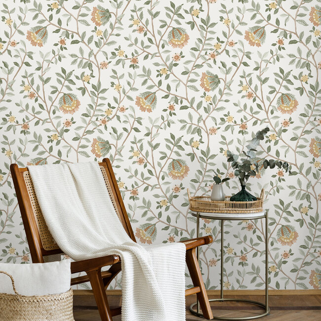 Dutch Wallcoverings Dutch Wallcoverings - Botanique- Tree Branch wit/oker - vliesbehang - 10m x 53cm - B199-04