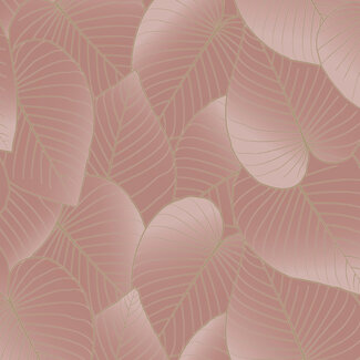 Dutch Wallcoverings Vliesbehang - Botanique- Big Leaves oudroze - B212-03