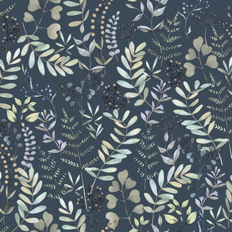 Dutch Wallcoverings Vliesbehang - Botanique- Botanical Leaves zw/groen - M685-01