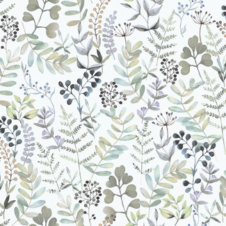 Dutch Wallcoverings Vliesbehang - Botanique- Botanical Leaves wit/groen - M685-04