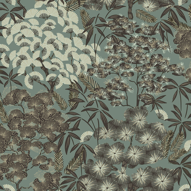 Dutch Wallcoverings Dutch Wallcoverings - Ciara- Hisae groen/zwart - vliesbehang - 10m x 53cm - A63002