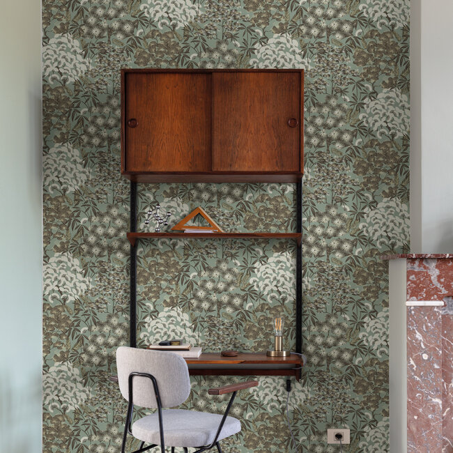 Dutch Wallcoverings Dutch Wallcoverings - Ciara- Hisae groen/zwart - vliesbehang - 10m x 53cm - A63002