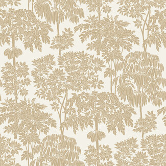 Dutch Wallcoverings Dutch Wallcoverings - Ciara- Tonal Trees wit/goud - A63401