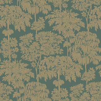 Dutch Wallcoverings Vliesbehang - Ciara- Tonal Trees groen/goud - A63403