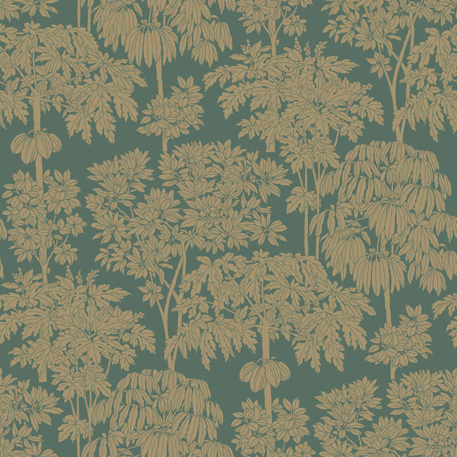 Dutch Wallcoverings Dutch Wallcoverings - Ciara- Tonal Trees groen/goud - vliesbehang - 10m x 53cm - A63403