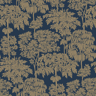 Dutch Wallcoverings Dutch Wallcoverings - Ciara- Tonal Trees zwart/goud - A63404