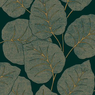 Dutch Wallcoverings Dutch Wallcoverings - Ciara- Luxor Leaf groen/goud - A63502