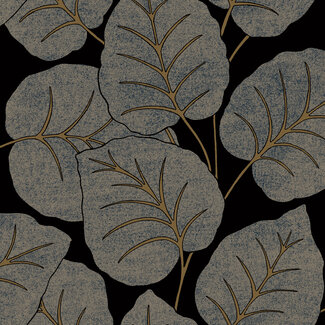 Dutch Wallcoverings Dutch Wallcoverings - Ciara- Luxor Leaf d.blauw/goud - A63503