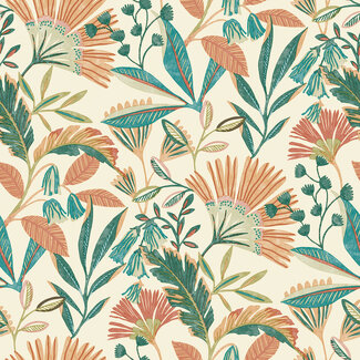 Dutch Wallcoverings Dutch Wallcoverings - Ciara- Matisse Tropical wit/groen - A63801