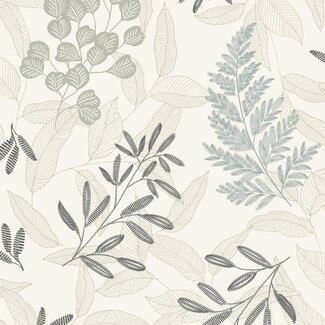 Dutch Wallcoverings Vliesbehang - Ciara- Catho wit/grs/blauw - A63901