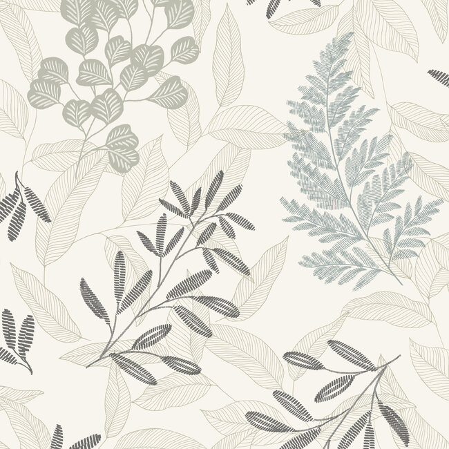 Dutch Wallcoverings Dutch Wallcoverings - Ciara- Catho wit/grs/blauw - vliesbehang - 10m x 53cm - A63901