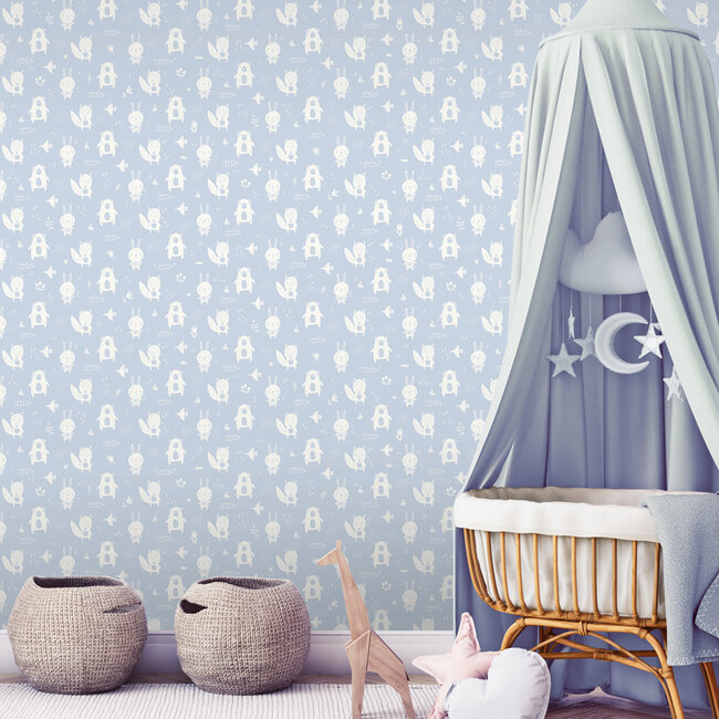 Dutch Wallcoverings Duch Wallcoverings - My Kingdom- Cute Animals l.blauw - vliesbehang - 10m x 53cm - L913-11