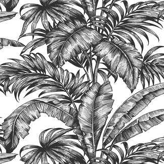 Dutch Wallcoverings Dutch Wallcoverings - NextWall Peel & Stick Palm Jungle Ebony & Pearl - NW40400