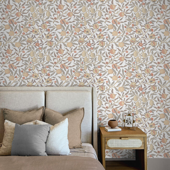Dutch Wallcoverings  - NextWall Peel & Stick Pomegranate Grey/Melon - zelfklevend behang - 5,5m x 53cm - NW48003