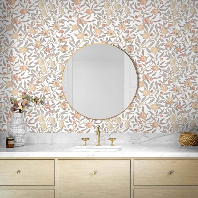 Dutch Wallcoverings  - NextWall Peel & Stick Pomegranate Grey/Melon - zelfklevend behang - 5,5m x 53cm - NW48003