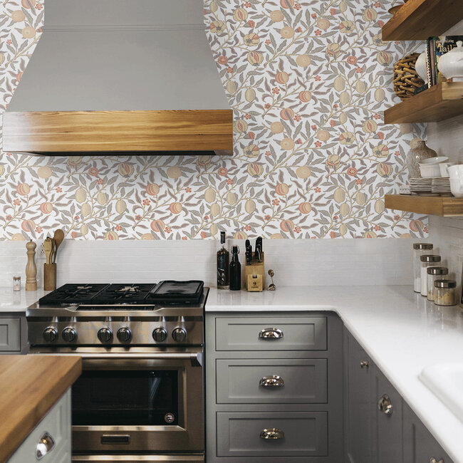 Dutch Wallcoverings  - NextWall Peel & Stick Pomegranate Grey/Melon - zelfklevend behang - 5,5m x 53cm - NW48003