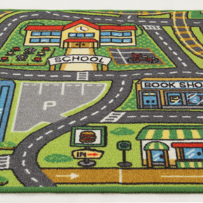 Dutch Living ABC Speelkleed Play Rug Town groen 133x190 cm