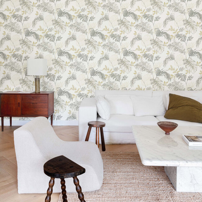 Dutch Wallcoverings Dutch Wallcoverings - Attitude- Allison wit/beige - Vliesbehang - 10m x 53cm - A64301