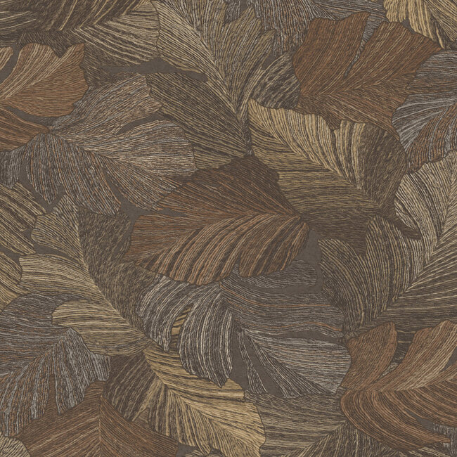 Dutch Wallcoverings Dutch Wallcoverings - Attitude- Charming Leaves bruin - Vliesbehang - 10m x 53cm - A66503