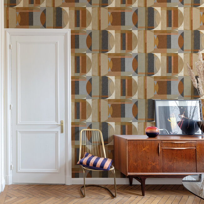 Dutch Wallcoverings Dutch Wallcoverings - Arcadia- Sojo bruin/blauw - Vliesbehang - 10m x 53cm - A64902