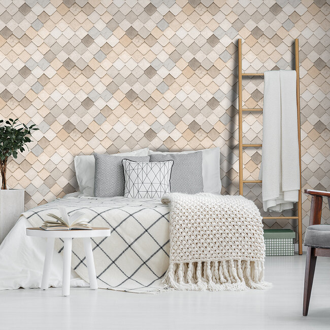 Dutch Wallcoverings Dutch Wallcoverings - Artifice- tegels beige - Vliesbehang - 10m x 53cm - M760-07