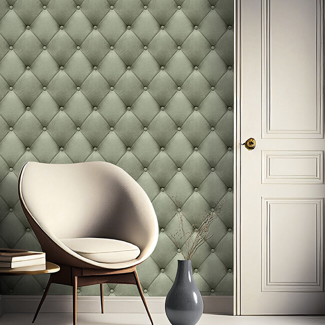 Dutch Wallcoverings Dutch Wallcoverings - Artifice- kapiton groen - Vliesbehang - 10m x 53cm - M762-04