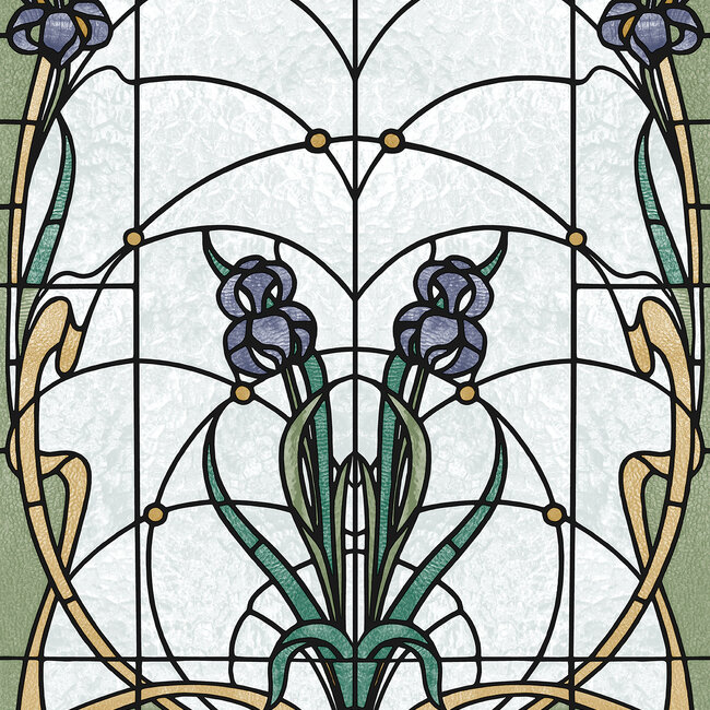 Dutch Wallcoverings Dutch Wallcoverings - Artifice- glas in lood grijs/blw/groen - Vliesbehang - 10m x 53cm - M793-06