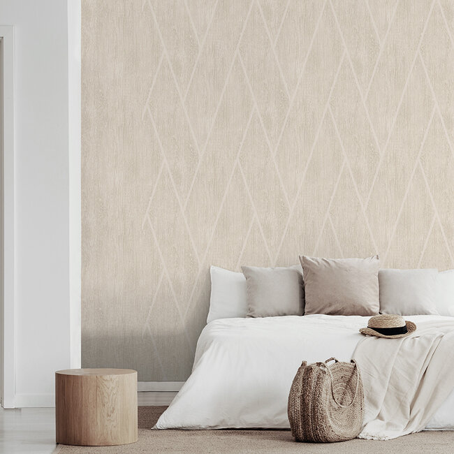 Dutch Wallcoverings Dutch Wallcoverings - Brut- hout/visgraat beige - Vliesbehang - 10m x 53cm - M757-07
