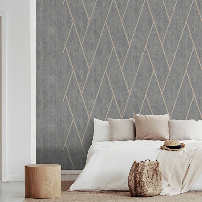 Dutch Wallcoverings Dutch Wallcoverings - Brut- hout/visgraat grijs - Vliesbehang - 10m x 53cm - M757-09