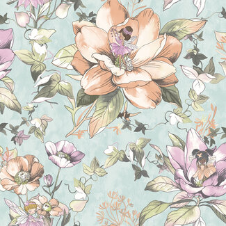 Dutch Wallcoverings Dutch Wallcoverings - Dream Catcher- Floral Fairies Teal - 13210