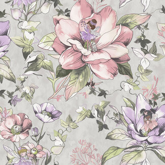 Dutch Wallcoverings Papierbehang - Dream Catcher- Floral Fairies Grey - 13212