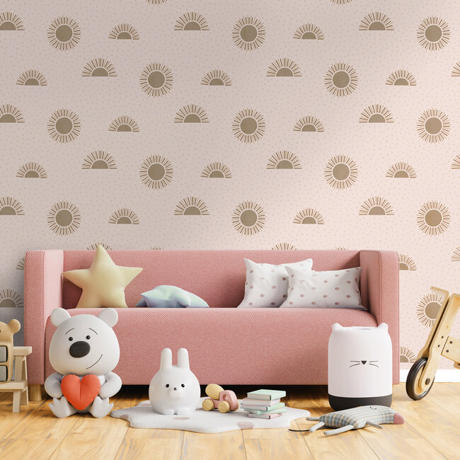 Dutch Wallcoverings Dutch Wallcoverings - Dream Catcher- Sunbeam Pink - Papierbehang - 10m x 53cm - 13321