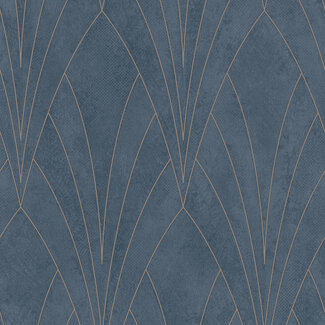 Dutch Wallcoverings Vliesbehang - Elegance- dessin blauw/goud - L856-01