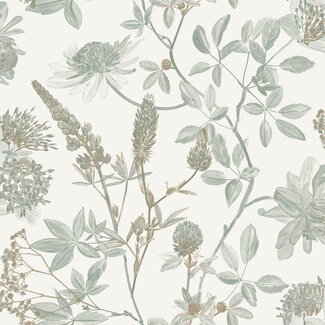 Dutch Wallcoverings Dutch Wallcoverings - Elegance- tak/bloem wit/groen - M458-04