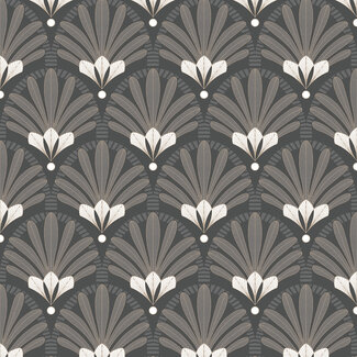 Dutch Wallcoverings Dutch Wallcoverings - Elegance- palmbladeren zwart/wit - M533-09