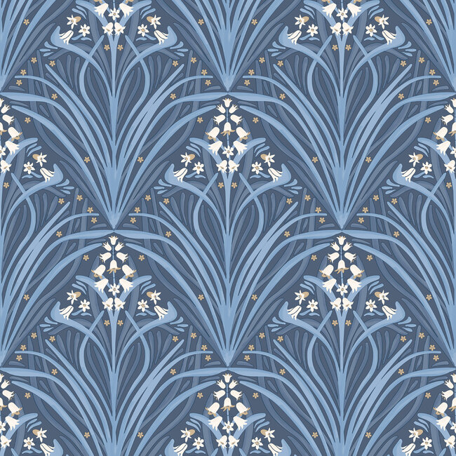 Dutch Wallcoverings Dutch Wallcoverings - Elegance- ornament blauw - Vliesbehang - 10m x 53cm - M661-01