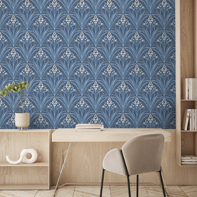 Dutch Wallcoverings Dutch Wallcoverings - Elegance- ornament blauw - Vliesbehang - 10m x 53cm - M661-01