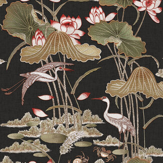 Dutch Wallcoverings Vliesbehang - Tapestry Lotus Pond Chocolate - TP422706