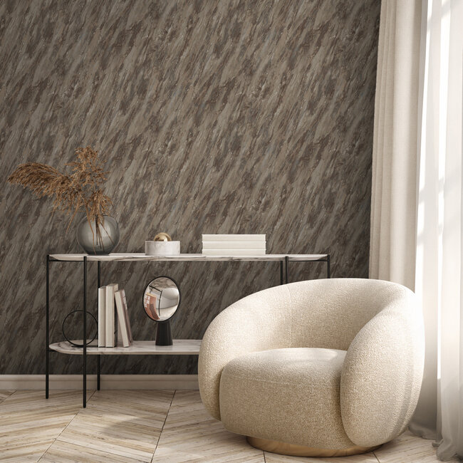 Dutch Wallcoverings Dutch Wallcoverings - Venezia- Marbre taupe glitter - Vliesbehang - 10m x 53cm - M663-08