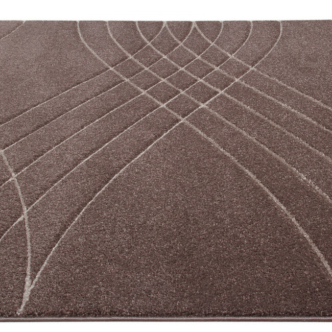 Dutch Lifestyle Carve Wave- PP / Katoen / Polyester - Vloerkleed - Bruin