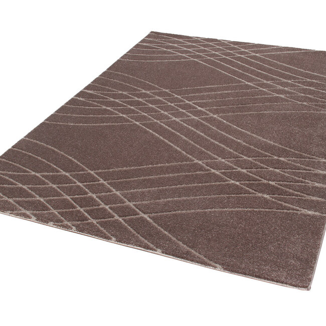 Dutch Lifestyle Carve Wave- PP / Katoen / Polyester - Vloerkleed - Bruin