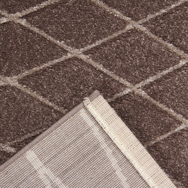 Dutch Lifestyle Carve Wave- PP / Katoen / Polyester - Vloerkleed - Bruin