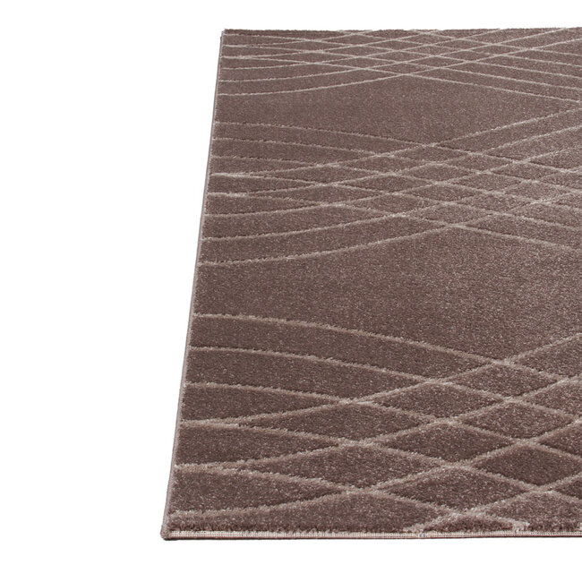 Dutch Lifestyle Carve Wave- PP / Katoen / Polyester - Vloerkleed - Bruin