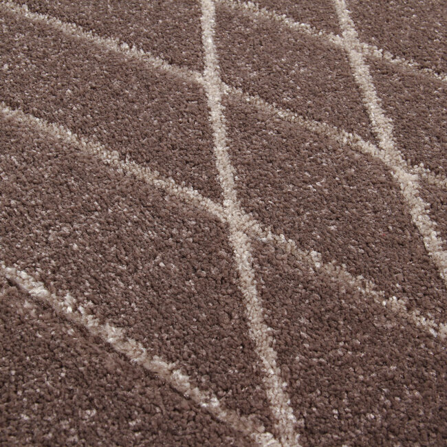 Dutch Lifestyle Carve Wave- PP / Katoen / Polyester - Vloerkleed - Bruin