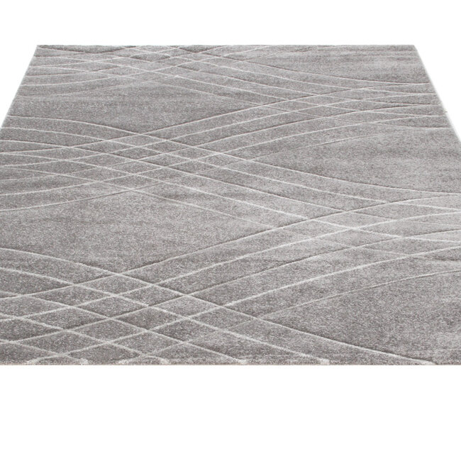 Dutch Lifestyle Carve Wave- PP / Katoen / Polyester - Vloerkleed - Grijs